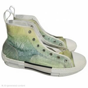 Dior B23 Stussy Green Yellow Gradient Oblique Sneakers - Size 43 (US 10)